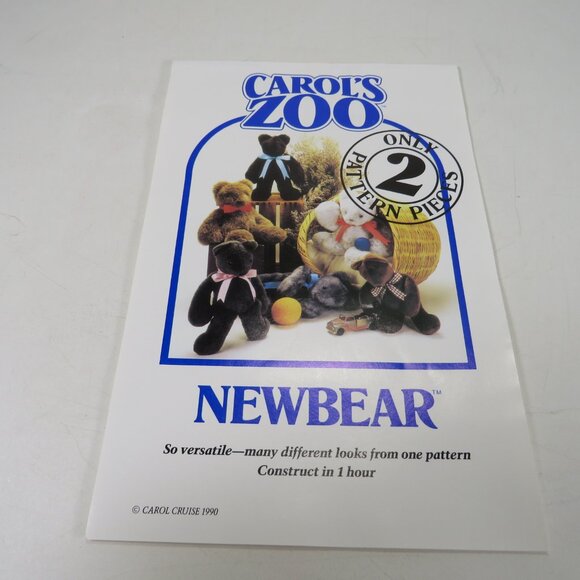 Carol's Zoo Newbear Sewing Pattern Teddy Bear UNCUT 1990s Stuffed Animal - Picture 2 of 5